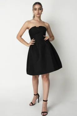 Mini Dresses^Double Second Jacquard Strapless Skater Dress Black