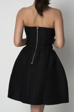Mini Dresses^Double Second Jacquard Strapless Skater Dress Black