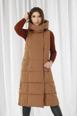Outerwear^Double Second Long Lux Wrap Gilet Puffer Camel