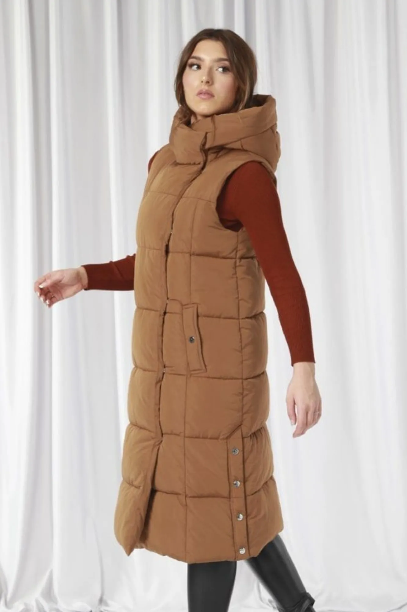 Outerwear^Double Second Long Lux Wrap Gilet Puffer Camel