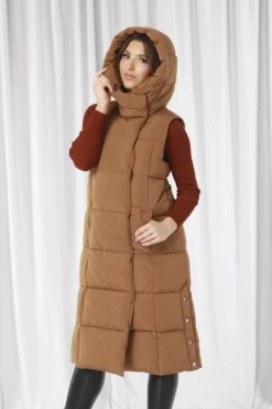 Outerwear^Double Second Long Lux Wrap Gilet Puffer Camel
