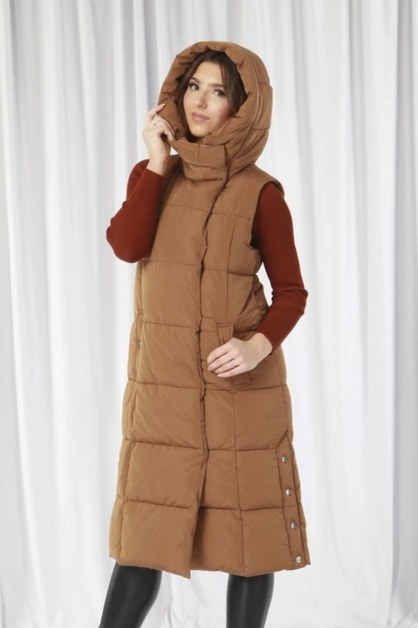 Outerwear^Double Second Long Lux Wrap Gilet Puffer Camel