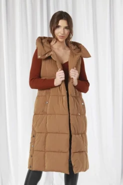 Outerwear^Double Second Long Lux Wrap Gilet Puffer Camel