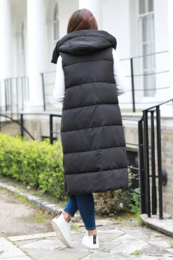 Outerwear^Double Second Long Lux Wrap Gilet Puffer Black