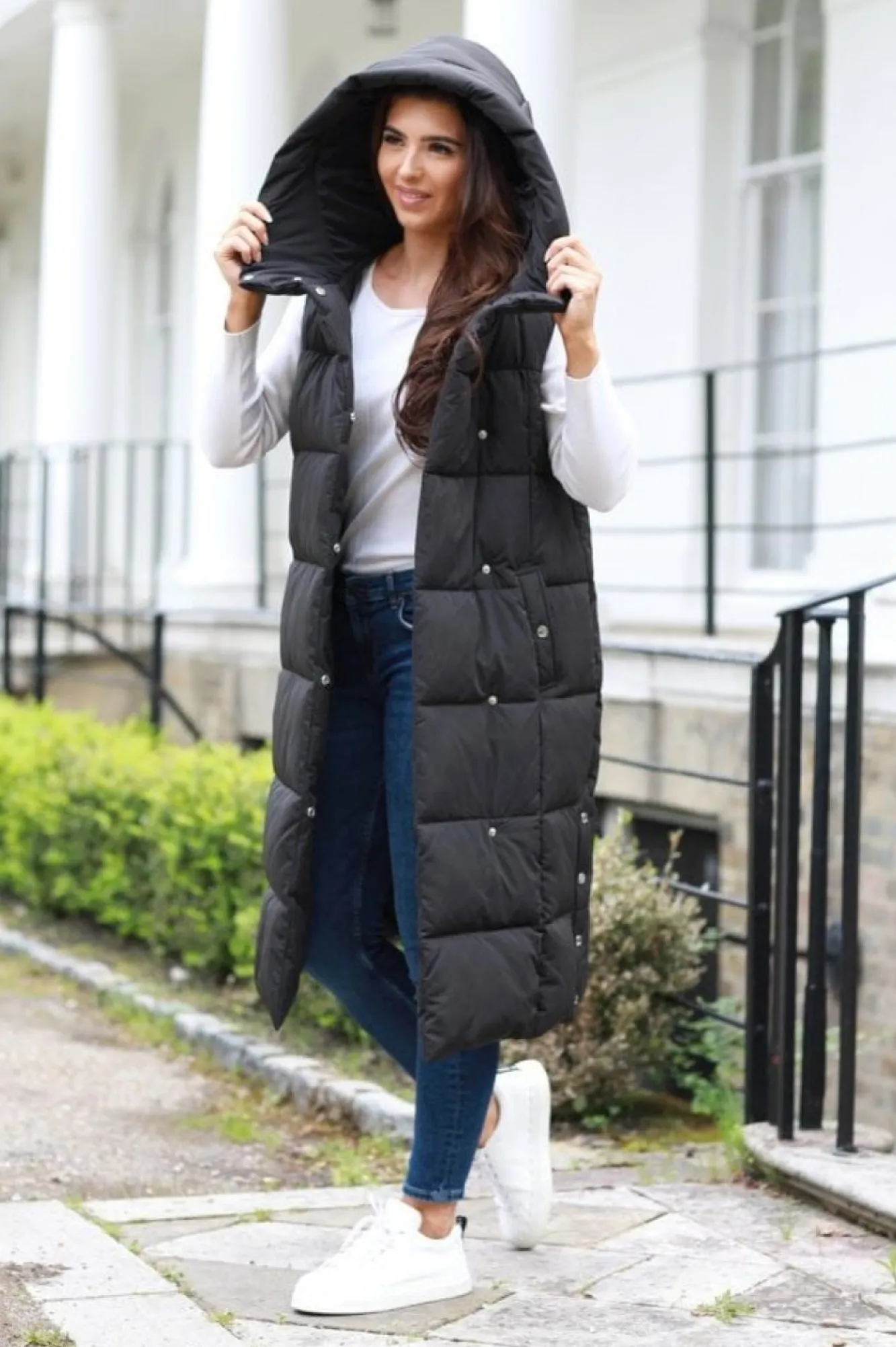 Outerwear^Double Second Long Lux Wrap Gilet Puffer Black