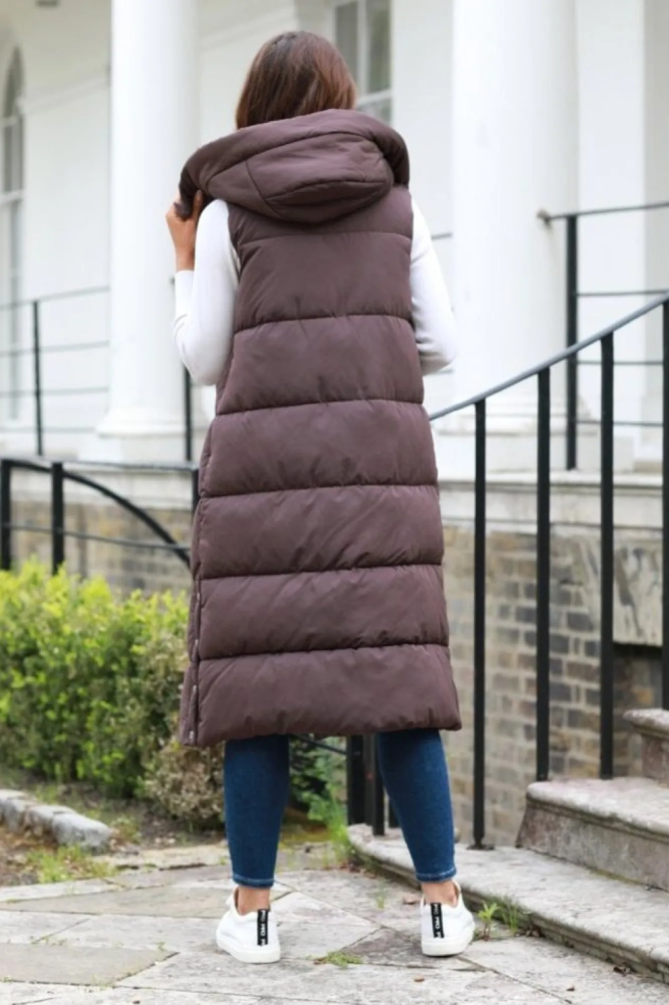 Outerwear^Double Second Long Lux Wrap Gilet Puffer Brown