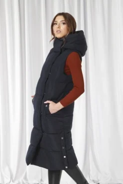 Outerwear^Double Second Long Lux Wrap Gilet Puffer Navy