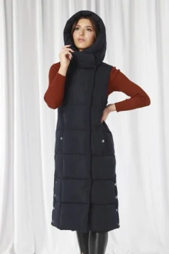 Outerwear^Double Second Long Lux Wrap Gilet Puffer Navy