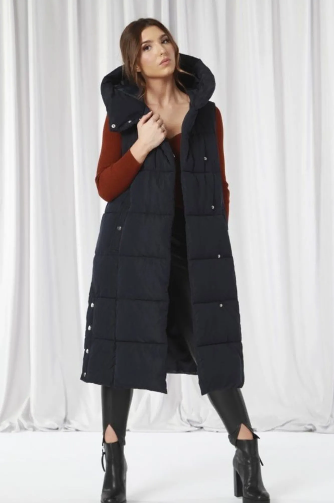 Outerwear^Double Second Long Lux Wrap Gilet Puffer Navy