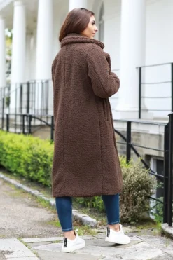 Outerwear^Double Second Longline Fur Teddy Coat Brown