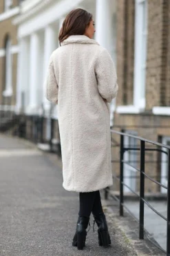 Outerwear^Double Second Longline Fur Teddy Coat Beige