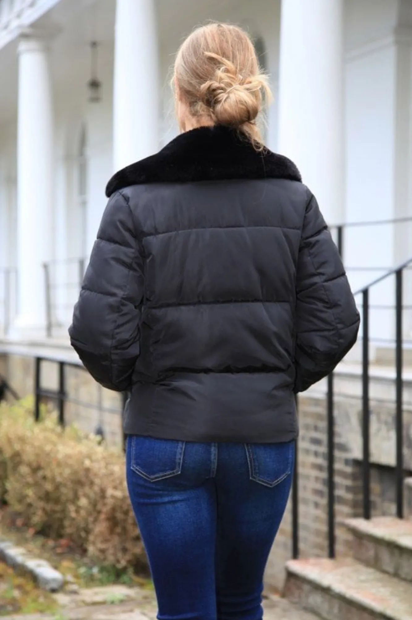 Outerwear^Double Second Lux Fur Collar Puffer Coat Black