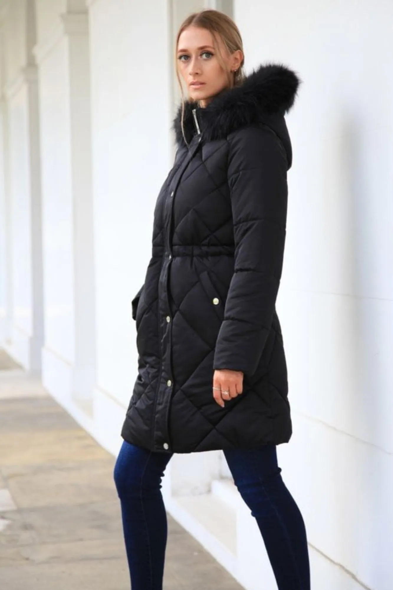Outerwear^Double Second Lux Satin Long Puffer Coat Black