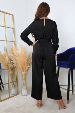 Jumpsuits^Double Second Lux Satin Wrap Jumpsuit Black
