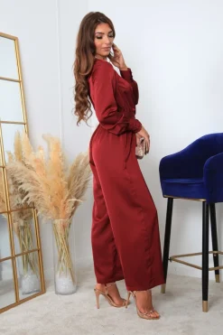 Jumpsuits^Double Second Lux Satin Wrap Jumpsuit Red