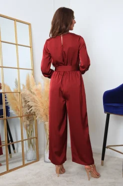Jumpsuits^Double Second Lux Satin Wrap Jumpsuit Red