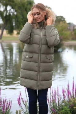 Outerwear^Double Second Oversized Long Duvet Coat Khaki