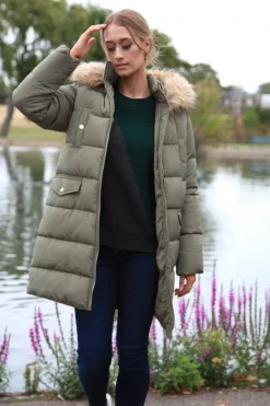 Outerwear^Double Second Oversized Long Duvet Coat Khaki