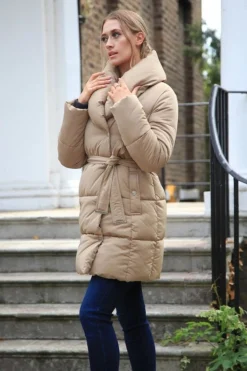 Outerwear^Double Second Padded Collar Wrap Puffer Camel