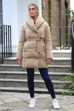 Outerwear^Double Second Padded Collar Wrap Puffer Camel