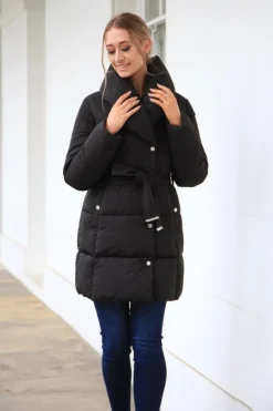 Outerwear^Double Second Padded Collar Wrap Puffer Black