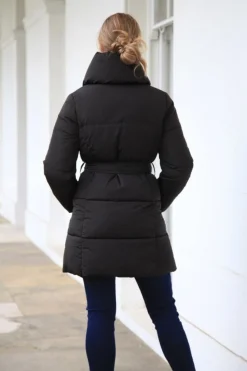 Outerwear^Double Second Padded Collar Wrap Puffer Black
