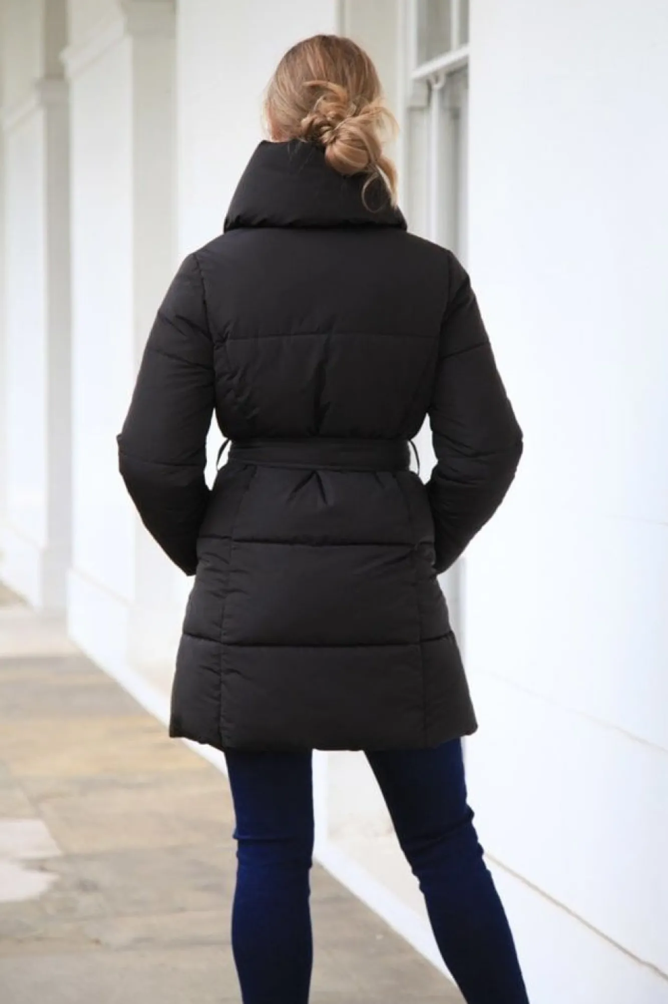 Outerwear^Double Second Padded Collar Wrap Puffer Black