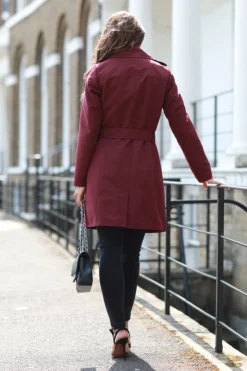 Outerwear^Double Second Plum Fitted Trench Coat Wine