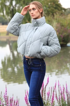 Outerwear^Double Second Quilted Cropped Jacket Sage