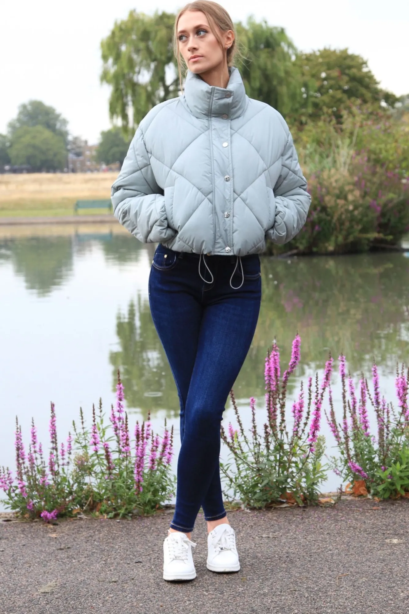 Outerwear^Double Second Quilted Cropped Jacket Sage
