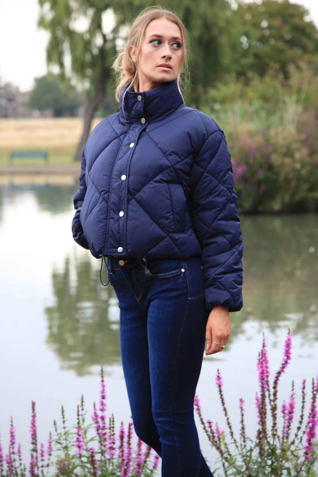 Outerwear^Double Second Quilted Cropped Jacket Navy