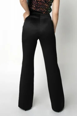 Trousers^Double Second Satin Boot Leg Trouser Black
