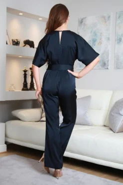 Jumpsuits^Double Second Satin V-Neck Jumpsuit Navy