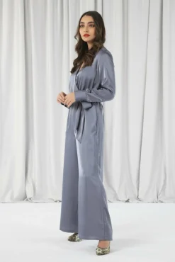 Jumpsuits^Double Second Silver/Blue Lux Satin Wrap Jumpsuit Silverblue