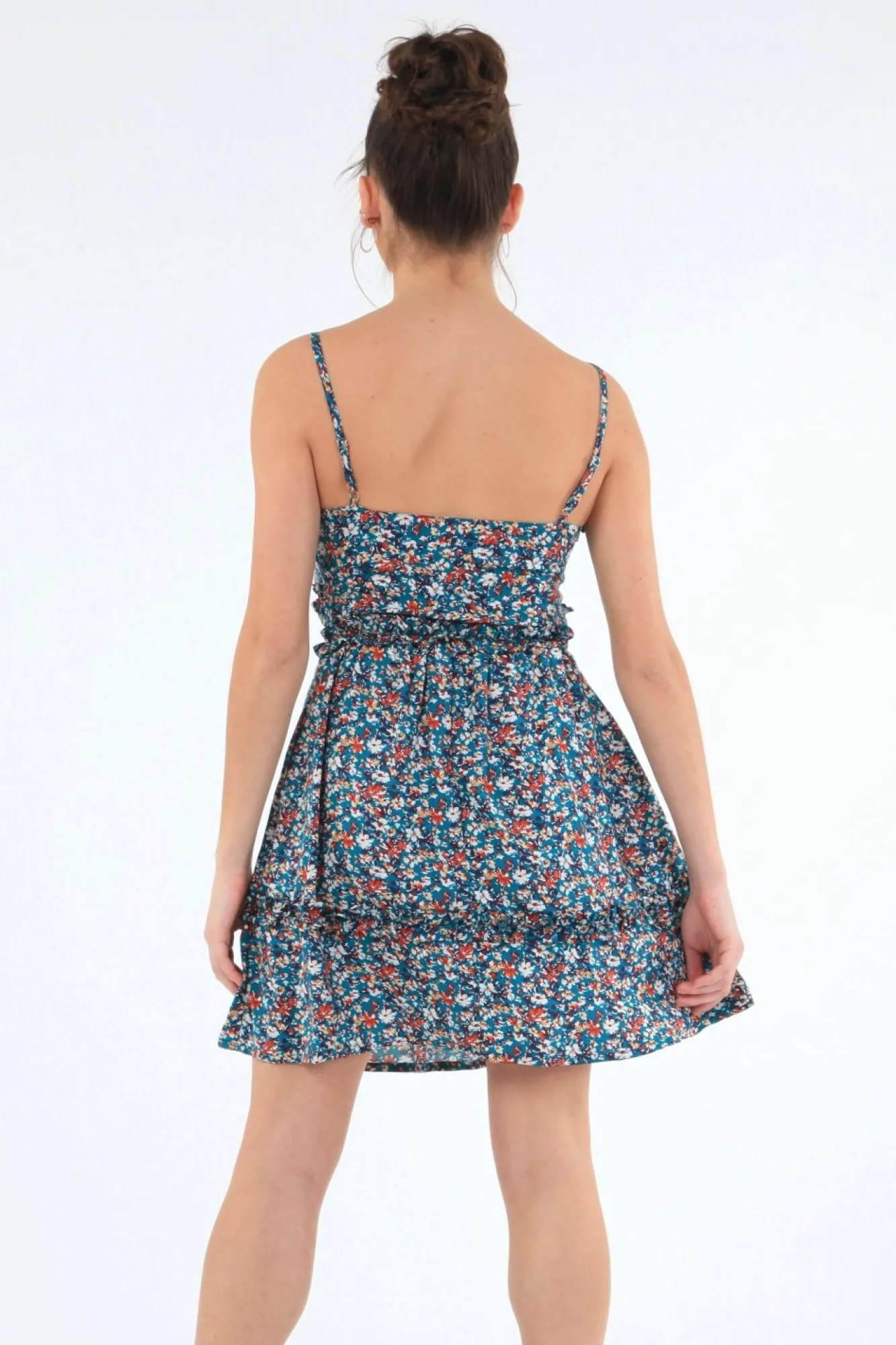 Mini Dresses^Double Second Strappy Dress With Double Frills Multi