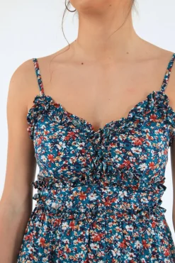Mini Dresses^Double Second Strappy Dress With Double Frills Multi