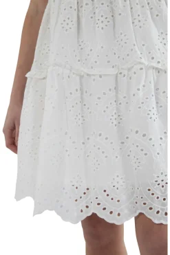 Mini Dresses^Double Second Tiered Broderie Dress White