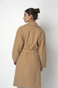 Outerwear^Double Second Wrap Collar Coat Camel