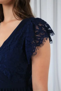 Mini Dresses^Double Second Wrap Lace Chiffon Dress Navy