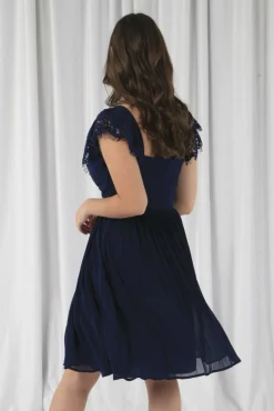 Mini Dresses^Double Second Wrap Lace Chiffon Dress Navy