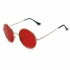 Sunglasses^East Village 'Journeyman' Metal Round Silver With Lens Red