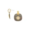 Jewellery^Elka London Alexa Square Blacklip Post Earrings Gold