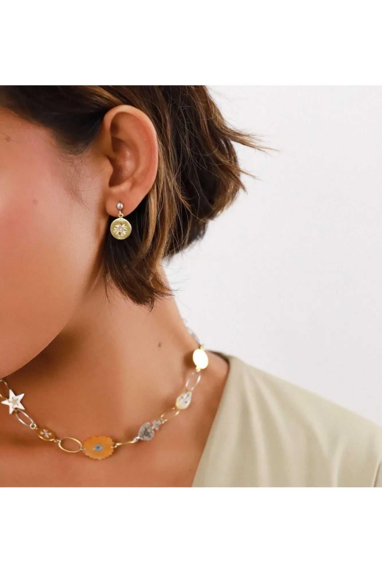 Jewellery^Elka London Justine Round Disc Dangle Post Earrings Gold