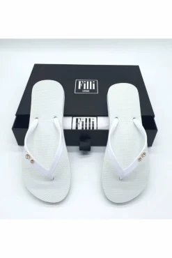Sandals^Filli London Crystal Diamond Luxury Flip Flops White