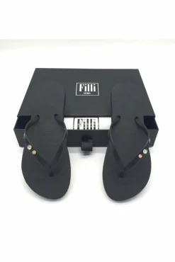 Sandals^Filli London Crystal Diamond Luxury Flip Flops Black