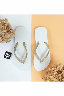 Sandals^Filli London Naked Flip Flops - Gold On White