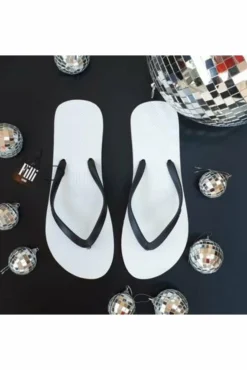 Sandals^Filli London Naked Flip Flops - Black On White