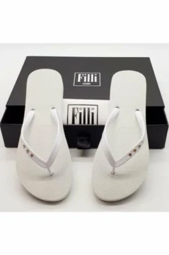 Sandals^Filli London St Tropez Crystal Flip Flops White