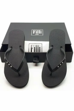 Sandals^Filli London St Tropez Crystal Flip Flops Black