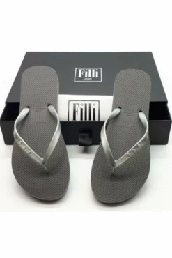 Sandals^Filli London St Tropez Crystal Flip Flops Silver